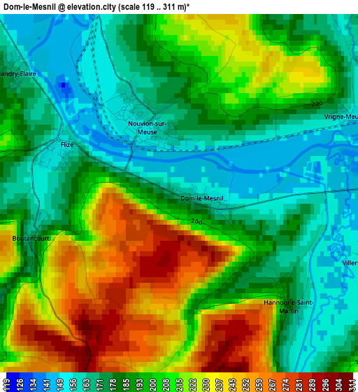 Dom-le-Mesnil elevation map