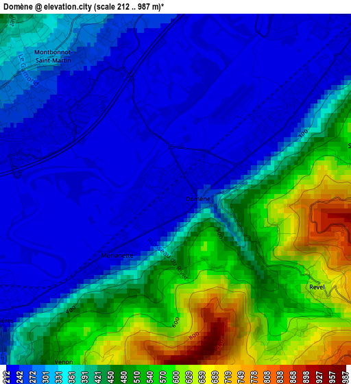 Domène elevation map