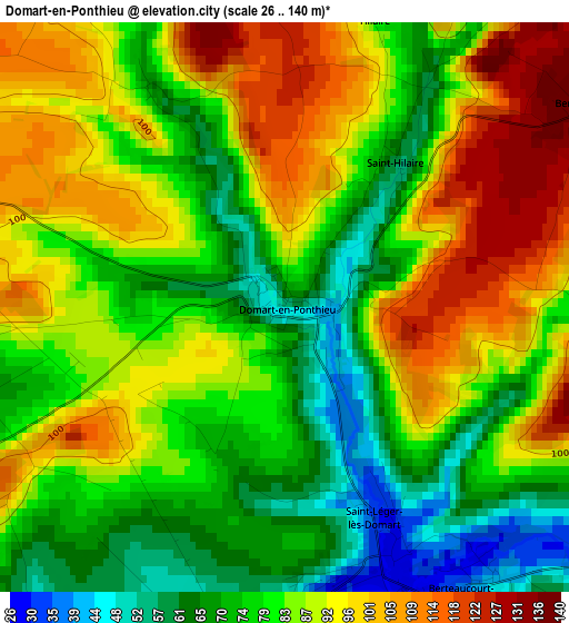 Domart-en-Ponthieu elevation map