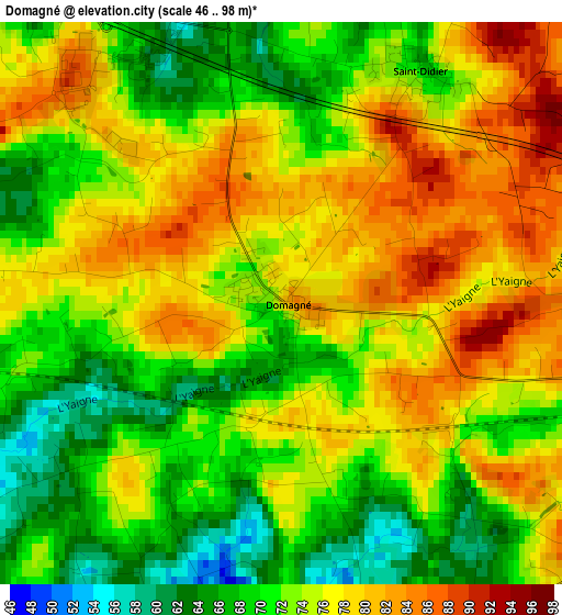 Domagné elevation map