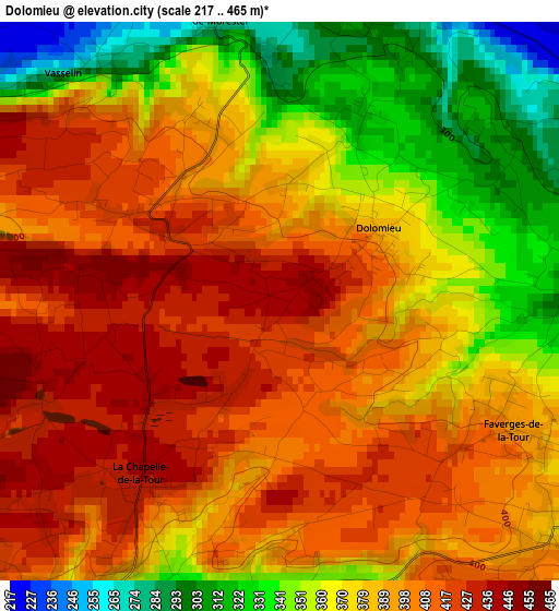 Dolomieu elevation map