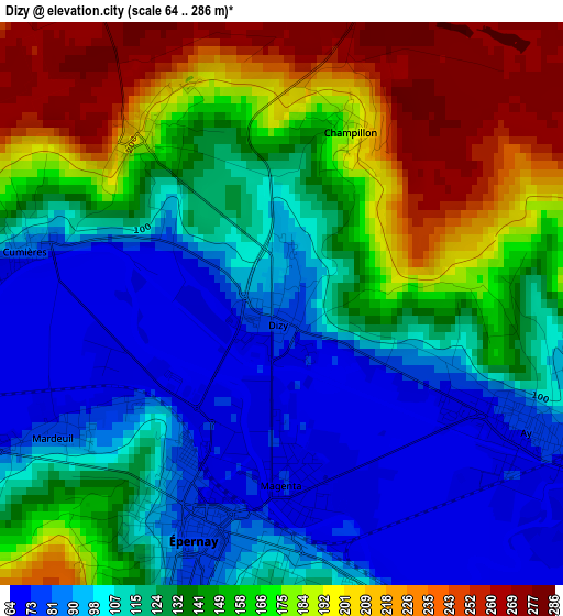 Dizy elevation map