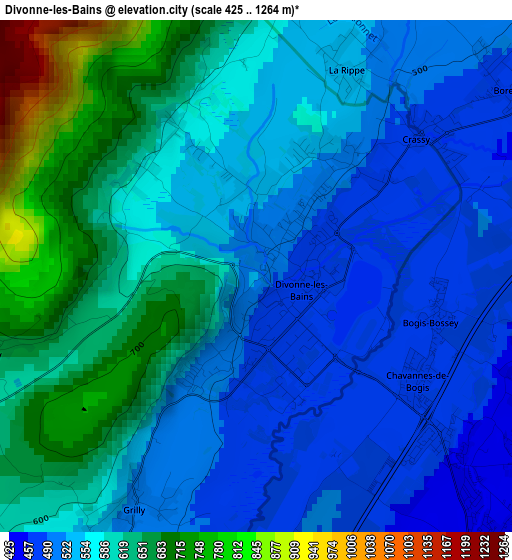 Divonne-les-Bains elevation map