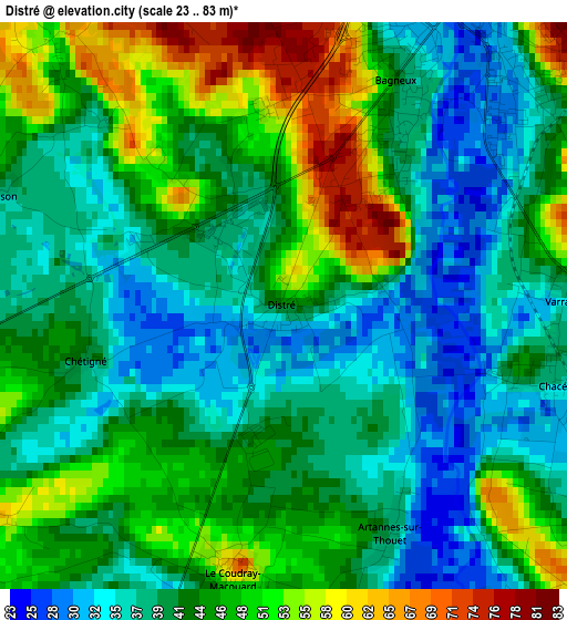 Distré elevation map