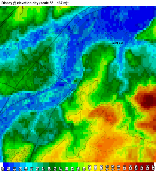 Dissay elevation map