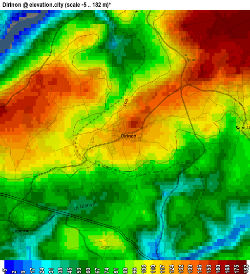 Dirinon elevation map