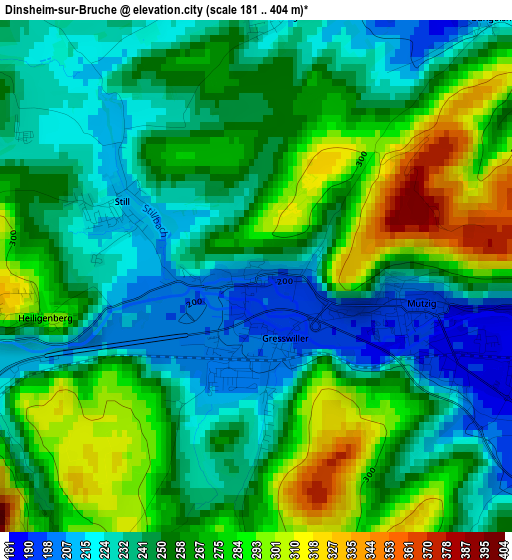 Dinsheim-sur-Bruche elevation map