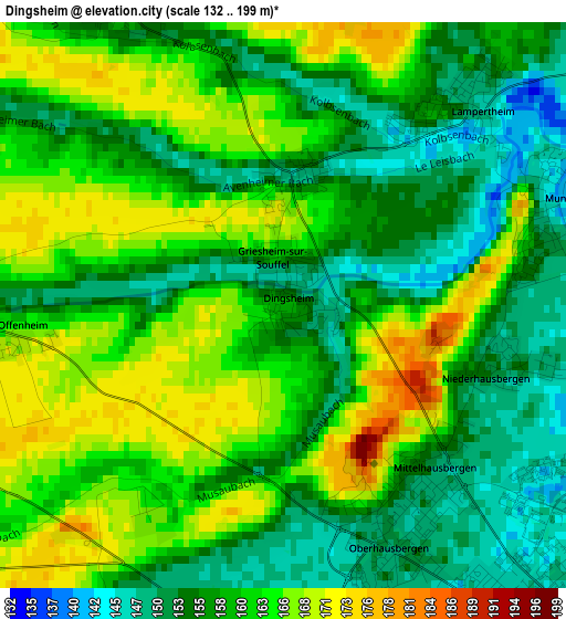 Dingsheim elevation map