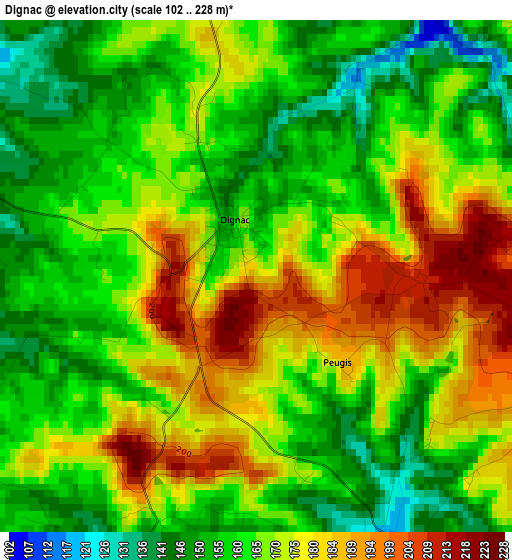 Dignac elevation map