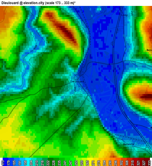 Dieulouard elevation map