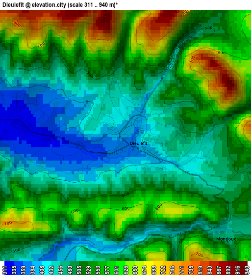 Dieulefit elevation map