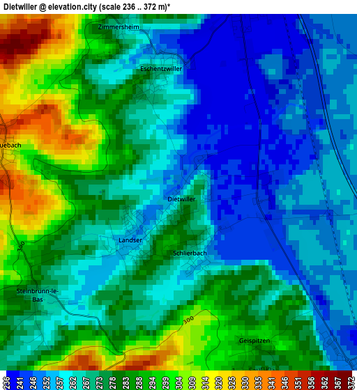 Dietwiller elevation map