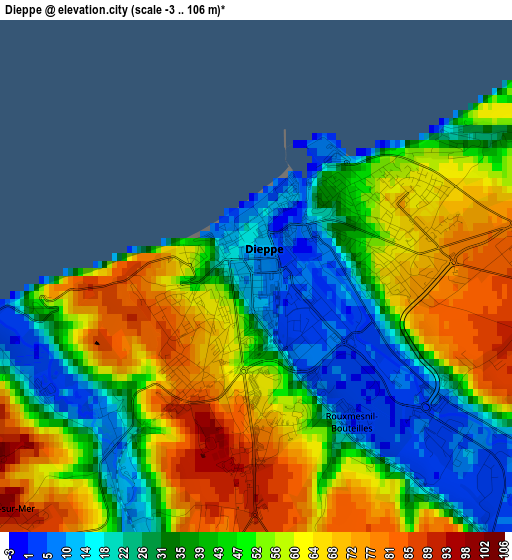 Dieppe elevation map