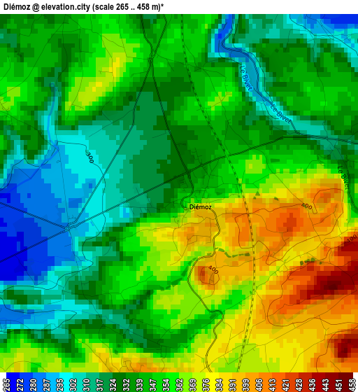 Diémoz elevation map