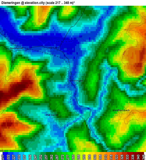 Diemeringen elevation map