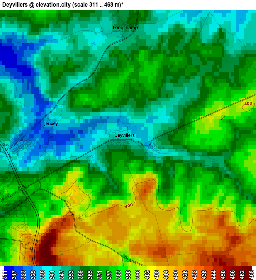 Deyvillers elevation map