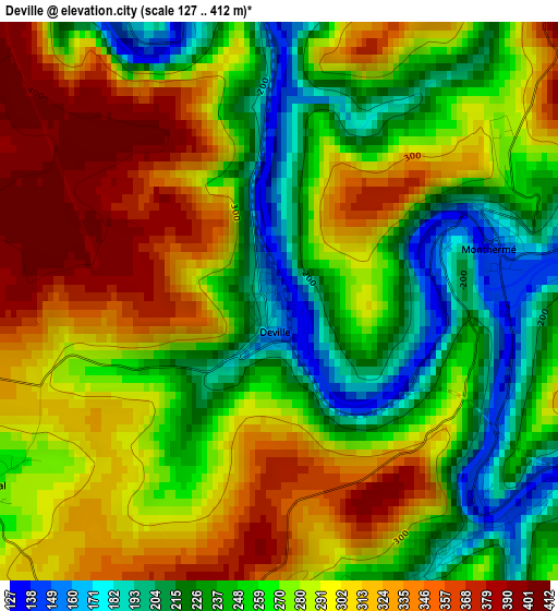 Deville elevation map