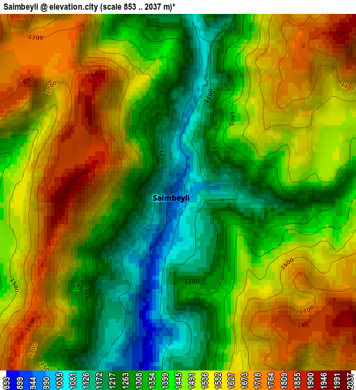 Saimbeyli elevation map