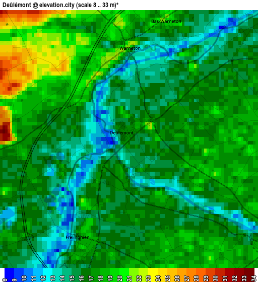 Deûlémont elevation map