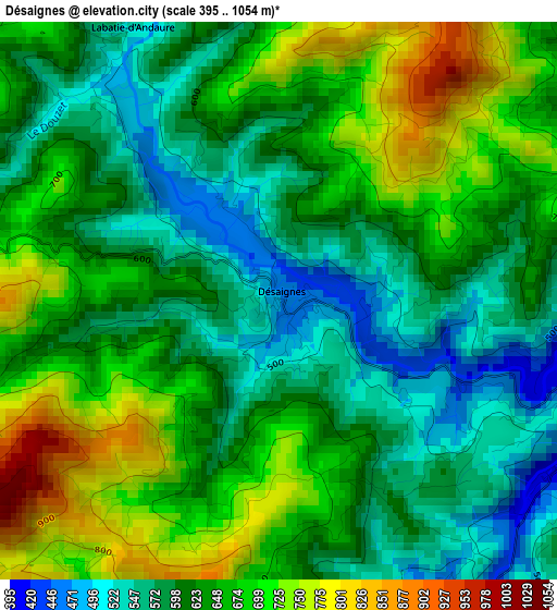 Désaignes elevation map