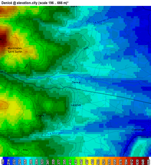 Denicé elevation map