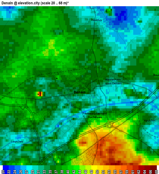 Denain elevation map