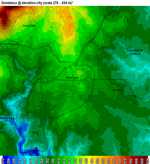 Davézieux elevation map