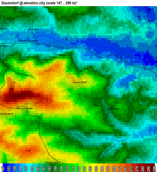 Dauendorf elevation map