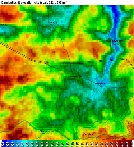 Darnieulles elevation map