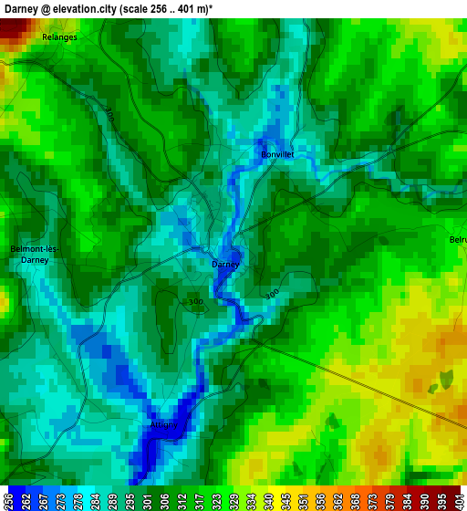 Darney elevation map