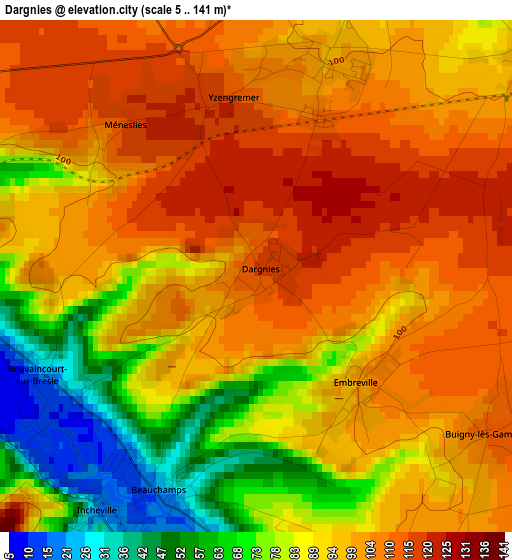 Dargnies elevation map