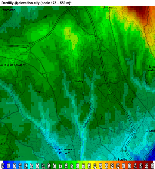 Dardilly elevation map