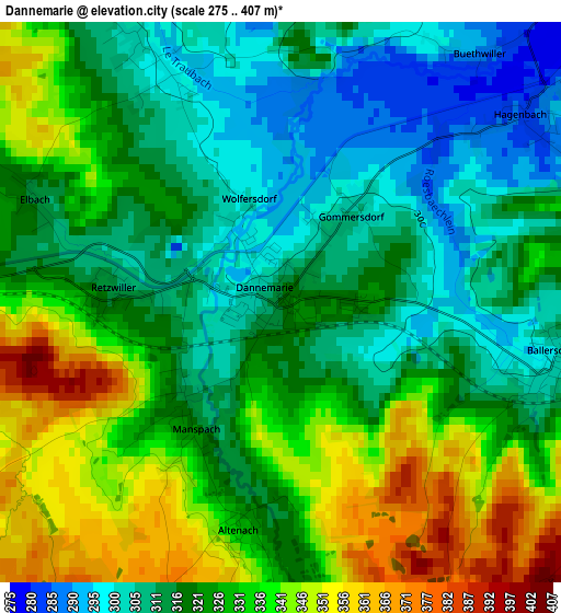 Dannemarie elevation map