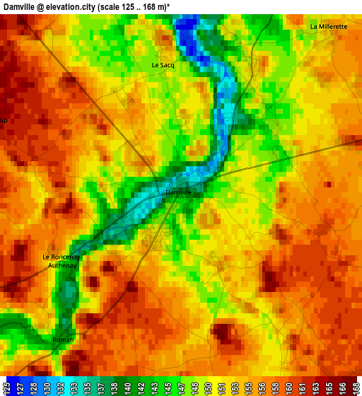 Damville elevation map