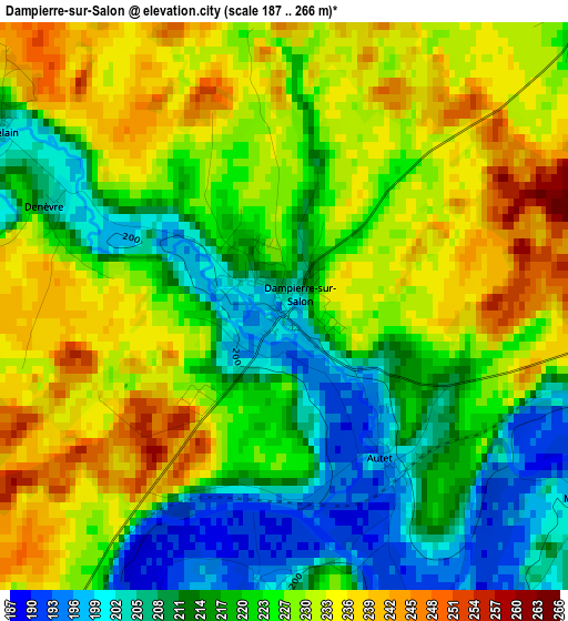 Dampierre-sur-Salon elevation map