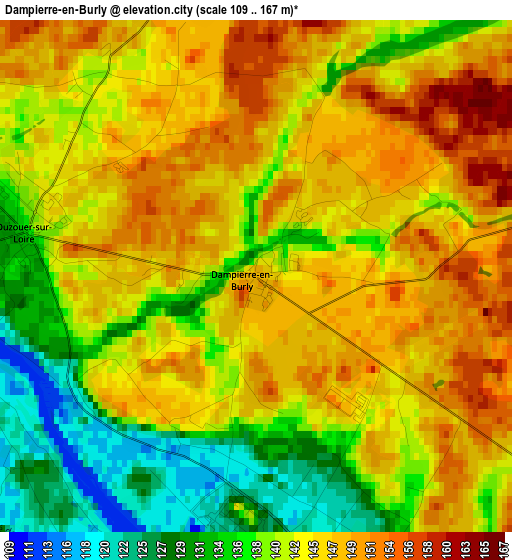 Dampierre-en-Burly elevation map