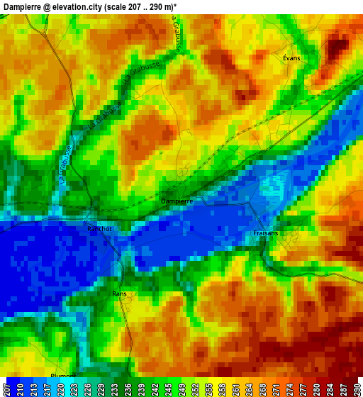 Dampierre elevation map