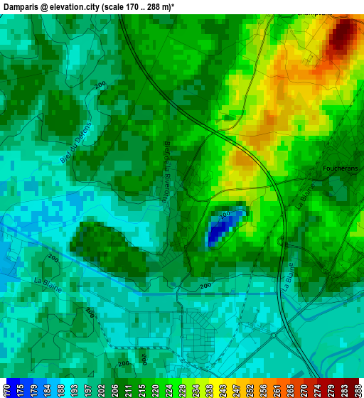 Damparis elevation map