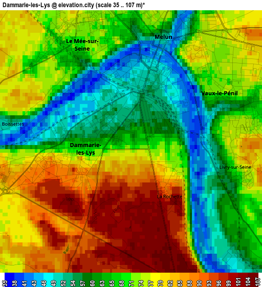 Dammarie-les-Lys elevation map