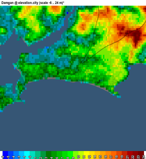 Damgan elevation map