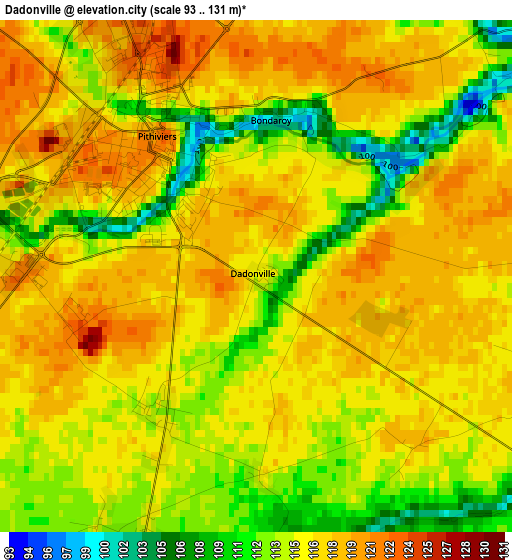 Dadonville elevation map