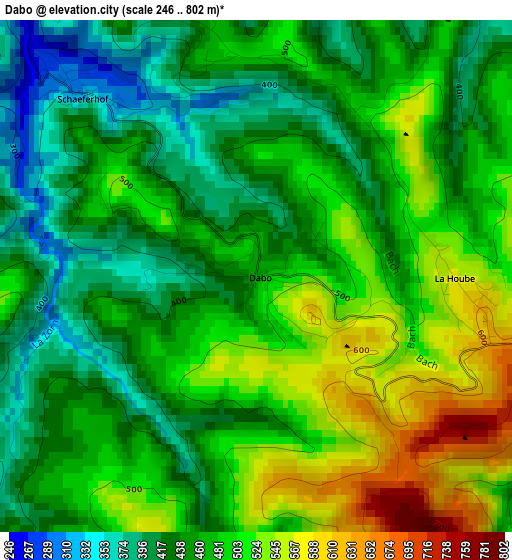 Dabo elevation map