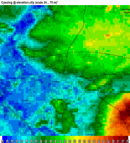 Cysoing elevation map