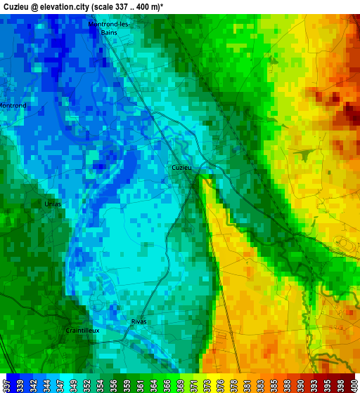 Cuzieu elevation map