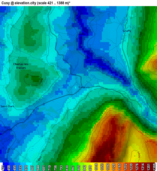 Cusy elevation map