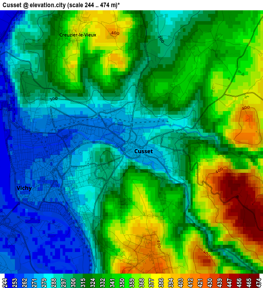 Cusset elevation map