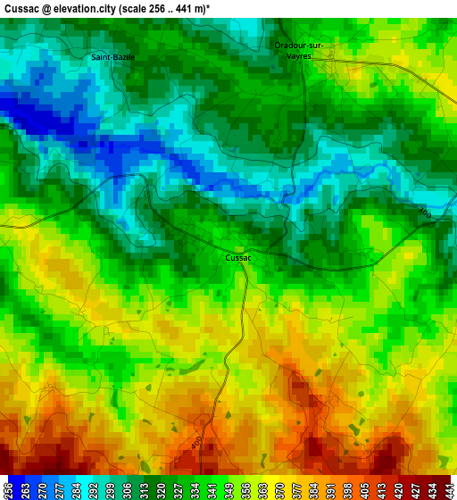 Cussac elevation map