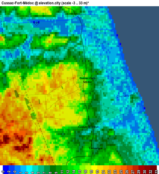 Cussac-Fort-Médoc elevation map