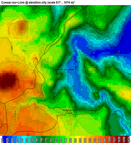 Cussac-sur-Loire elevation map