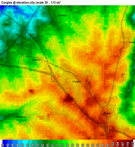 Curgies elevation map